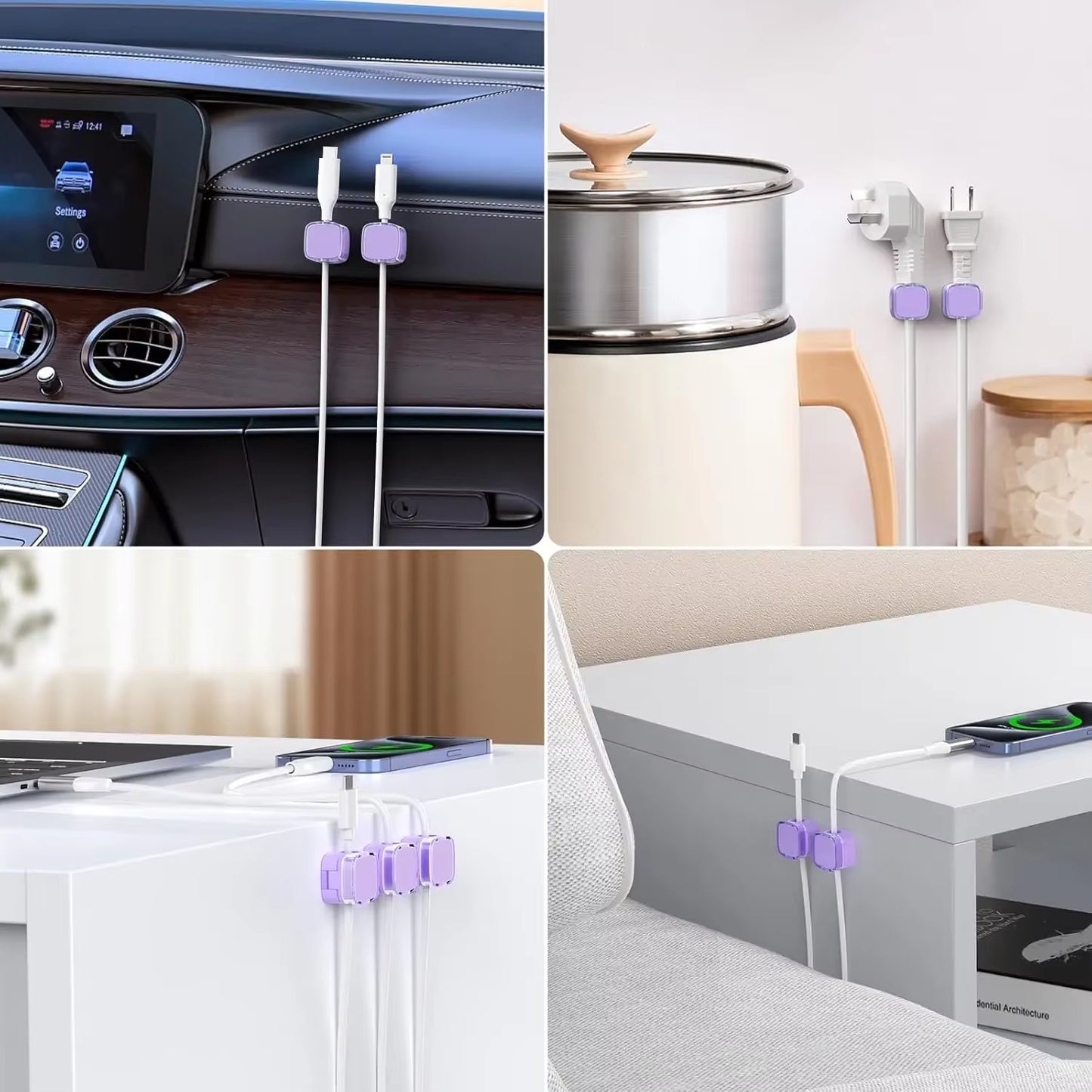 1/3/6PCS Magnetic Cable Organizer Cables Clips Adjustable Cord Holder under Desk Cable Management Wire Keeper Organizer Holder