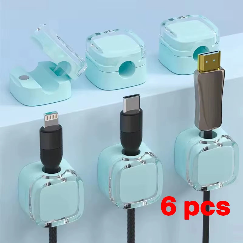 1/3/6PCS Magnetic Cable Organizer Cables Clips Adjustable Cord Holder under Desk Cable Management Wire Keeper Organizer Holder