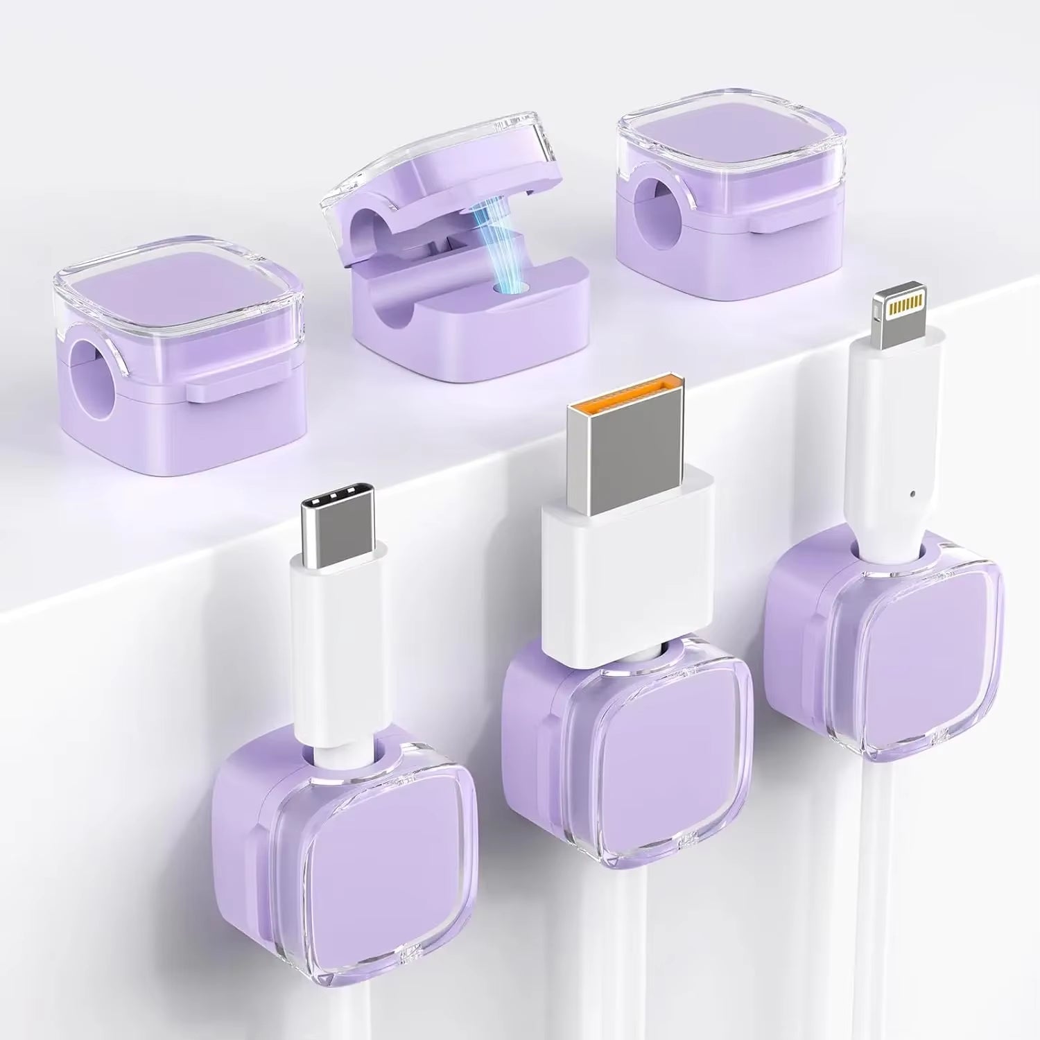 1/3/6PCS Magnetic Cable Organizer Cables Clips Adjustable Cord Holder under Desk Cable Management Wire Keeper Organizer Holder
