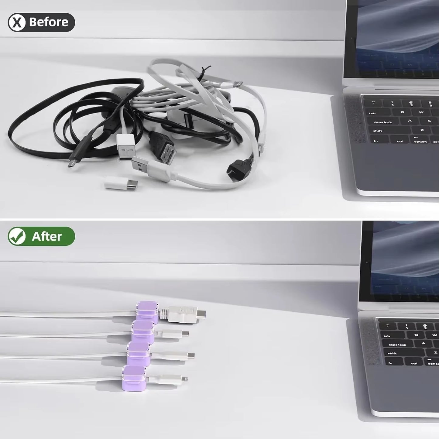1/3/6PCS Magnetic Cable Organizer Cables Clips Adjustable Cord Holder under Desk Cable Management Wire Keeper Organizer Holder
