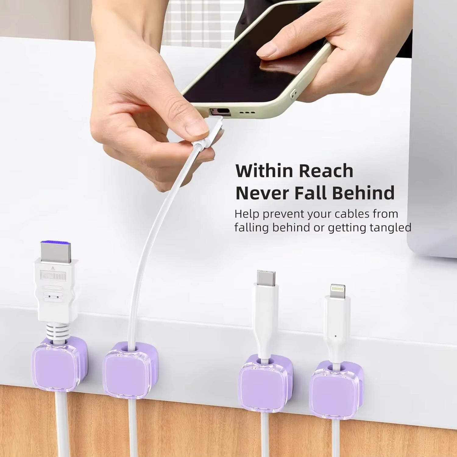 1/3/6PCS Magnetic Cable Organizer Cables Clips Adjustable Cord Holder under Desk Cable Management Wire Keeper Organizer Holder