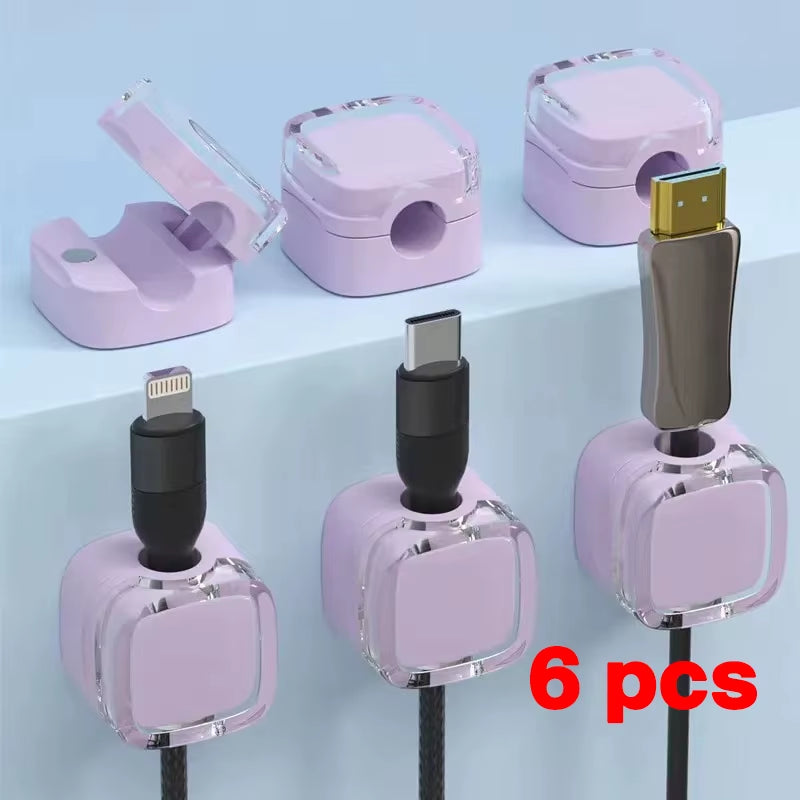 1/3/6PCS Magnetic Cable Organizer Cables Clips Adjustable Cord Holder under Desk Cable Management Wire Keeper Organizer Holder