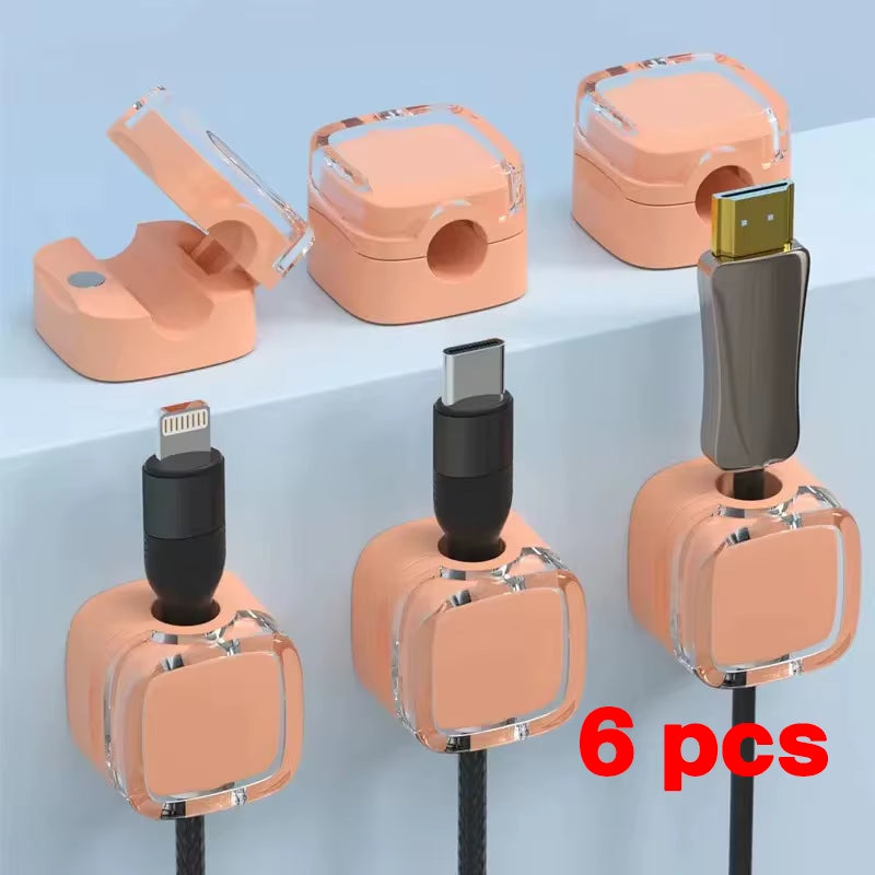 1/3/6PCS Magnetic Cable Organizer Cables Clips Adjustable Cord Holder under Desk Cable Management Wire Keeper Organizer Holder